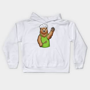 Bear as Chef with Chef hat and Wooden spoon Kids Hoodie